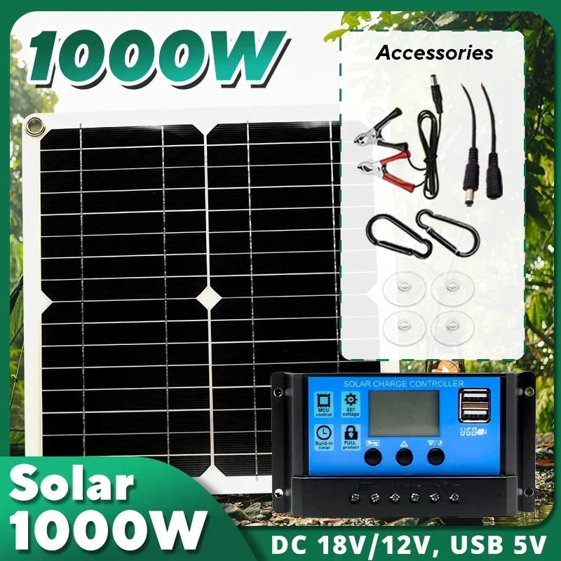 Solar Emergency Charger - 1000W Solar Panel Kit,12V Solar Cell