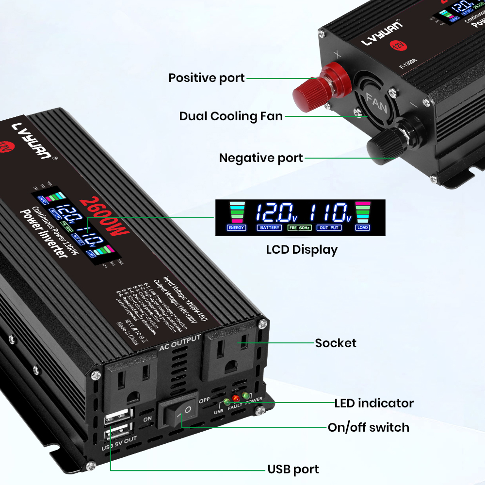 1500W 2000W 2600W Power Invert - đánh giá và giá Solar Emergency Charger