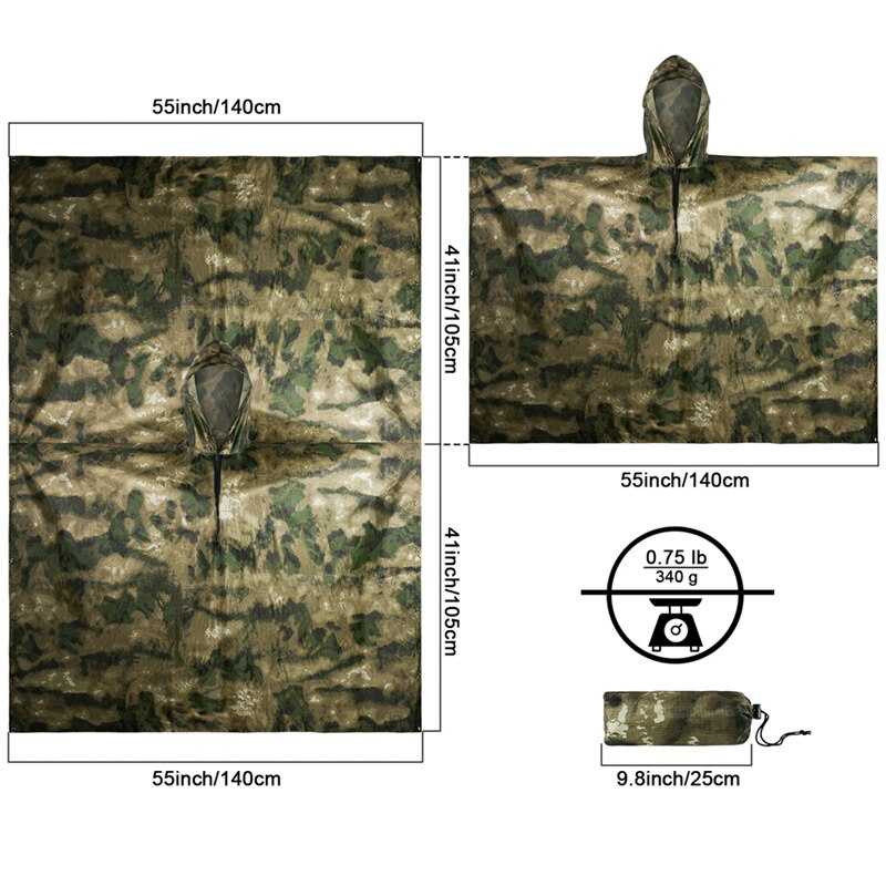 MENFLY ATFG Moss Camouflage Ta - đánh giá và giá Emergency Poncho Rain